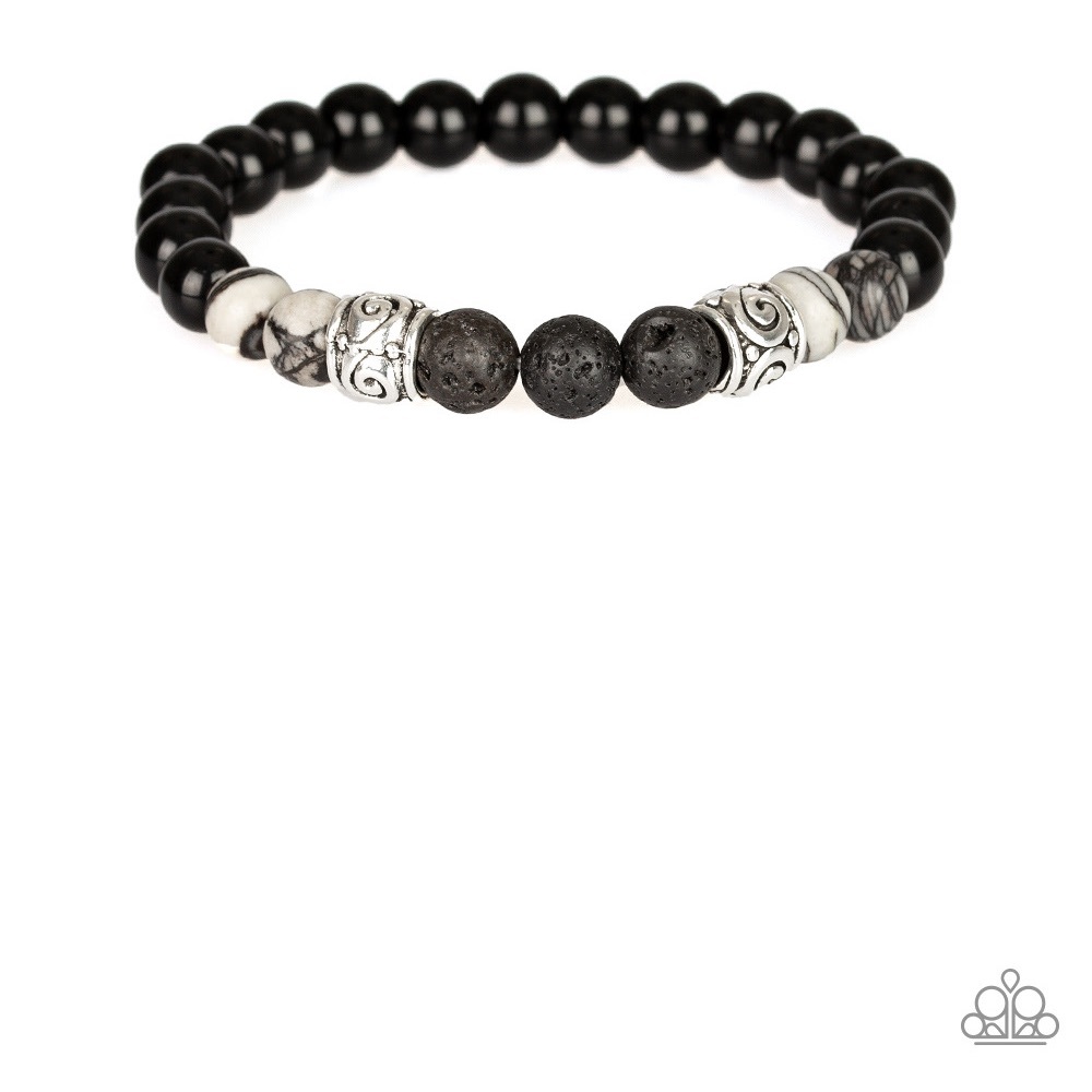 Black and marble lava beads